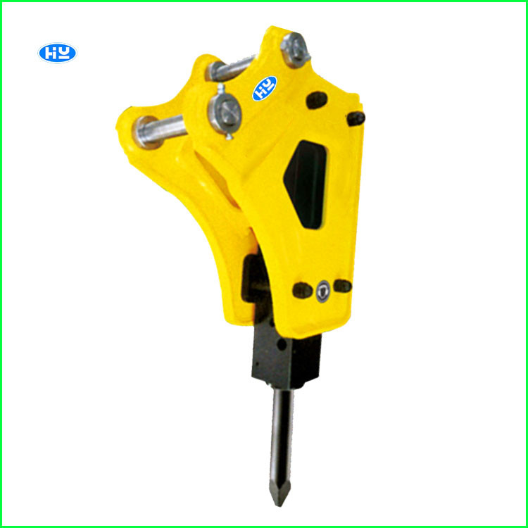 Yellow Q235B Excavator Mounted Hammer 120mm Chisels Hydraulic Hammer Machine
