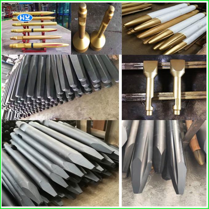 Yellow Round Hydraulic Breaker Bits 42CRMO 190mm Demolition Hammer Chisel